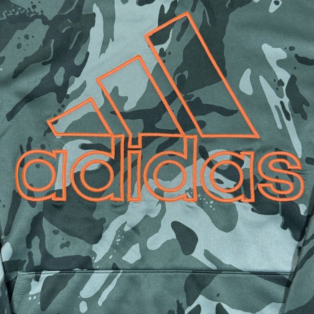 Adidas Young Boys (18-20) XL Green Camo Army Hoodie Pullover Sweatshirt Logo